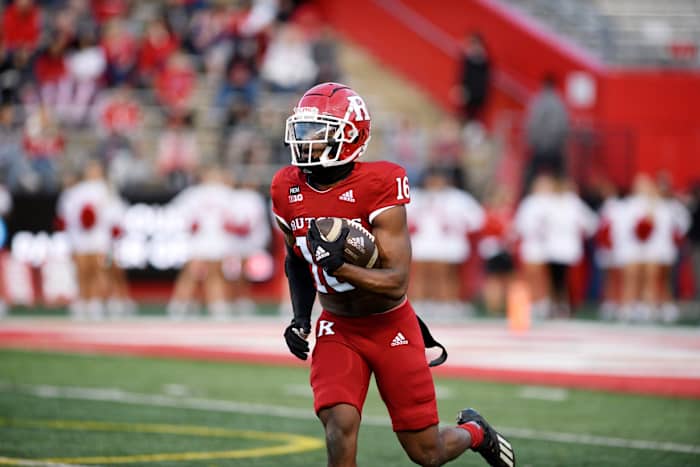 Rutgers football Scarlet-White Game at SHI Stadium on Friday, April 22, 2022. S #16 Max Melton. Rutgers Football Spring Game